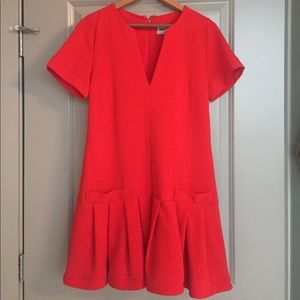 Asos short sleeve ruffle dress in red